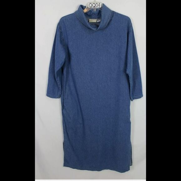 COLDWATER CREEK SIZE M TURTLE NECK CHAMBRAY DENIM - Picture 4 of 8